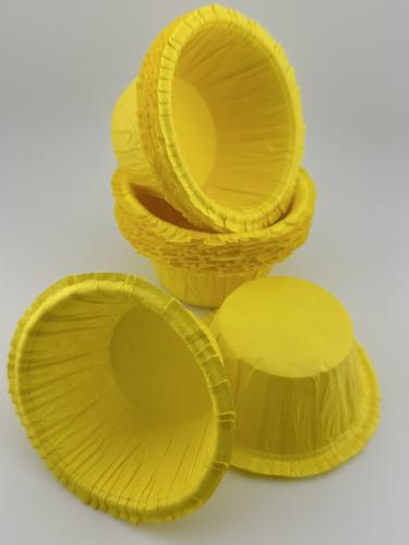 Бумажная форма капсула  с усиленным бортом желтая